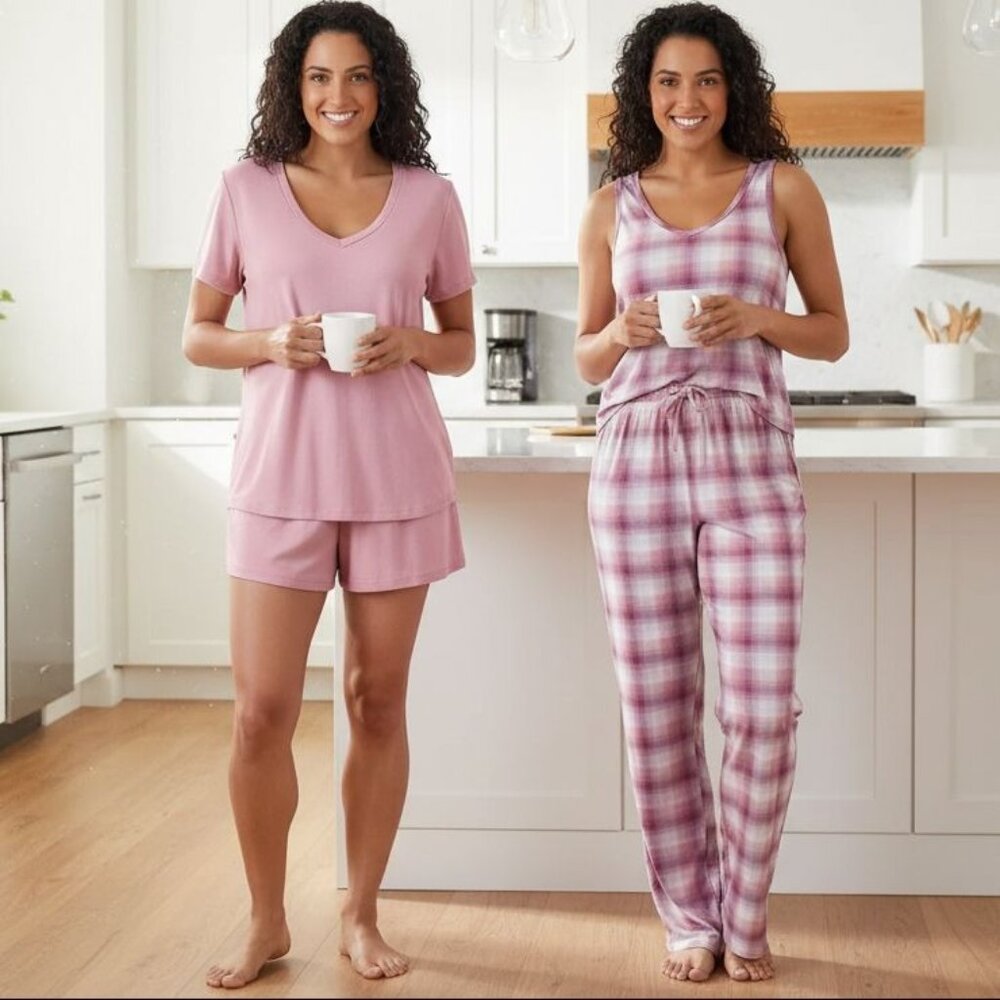 Eddie Bauer XL 4-Piece Pajama Set Shirt Tank Top Shorts Pants Sleepwear Lounge